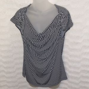 🆕 Worthington Black White Polka-dot Short Sleeve Top Sz L Shirt NEW